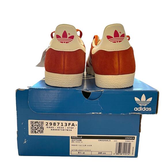 adidas Gazelle Sneakers UK 6.5 US Womens 8.5 US Mens 7 Preloved Red GY7339 NIB - Picture 11 of 12